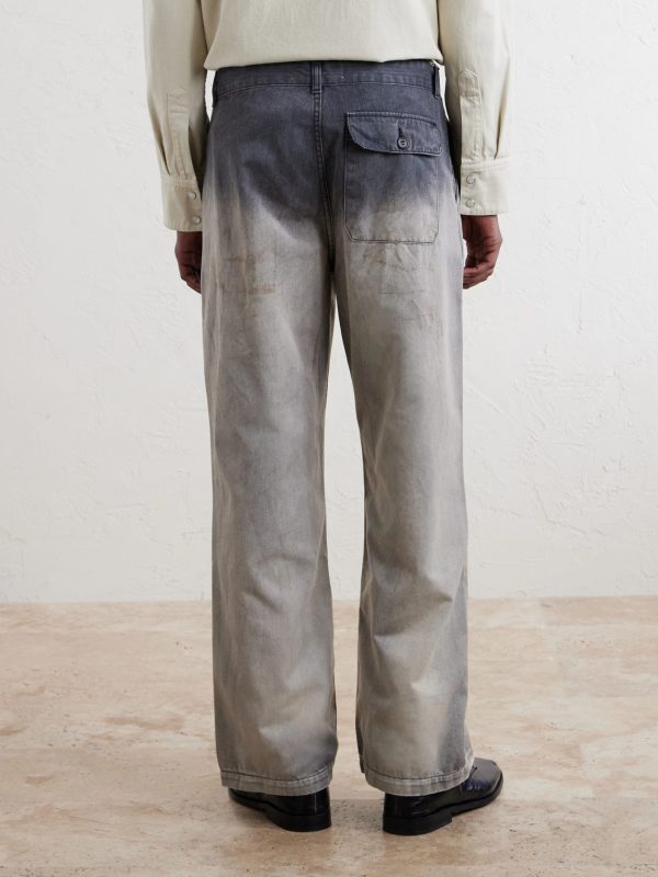 Rig Wide-Leg Paint-Splattered Jeans - BK