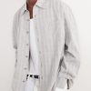 Above Striped Cotton and Linen-Blend Shirt - CU Above Striped Cotton and Linen-Blend Shirt - CU