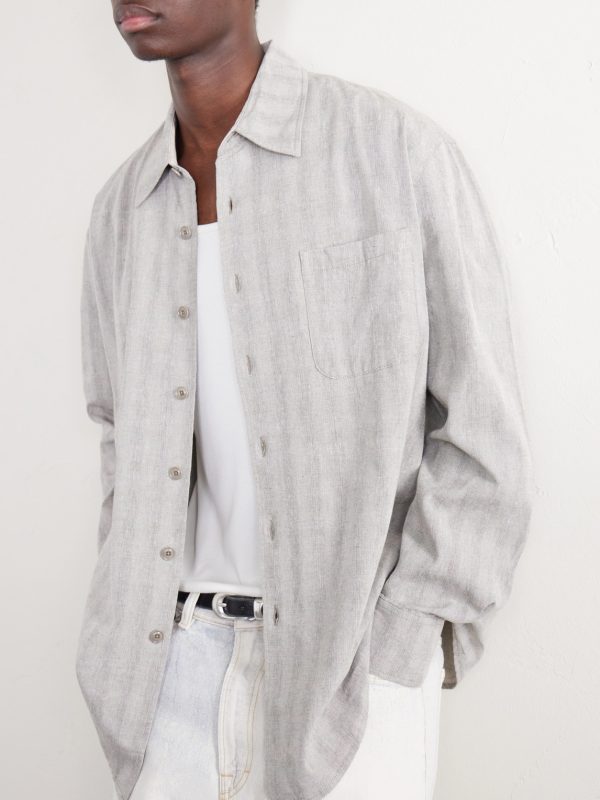 Above Striped Cotton and Linen-Blend Shirt - CU Above Striped Cotton and Linen-Blend Shirt - CU