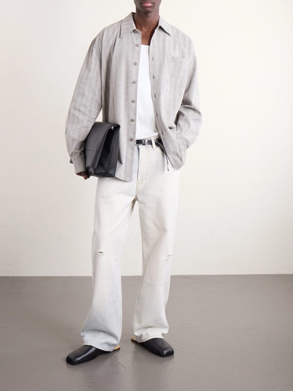 Above Striped Cotton and Linen-Blend Shirt - OU Above Striped Cotton and Linen-Blend Shirt - OU
