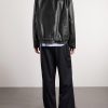 Layered Leather Blouson Jacket - BK