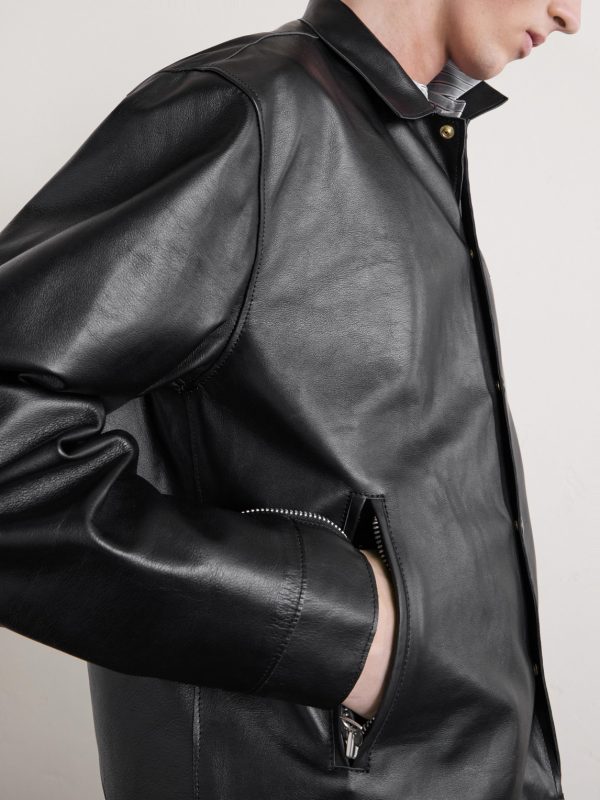 Layered Leather Blouson Jacket - CU