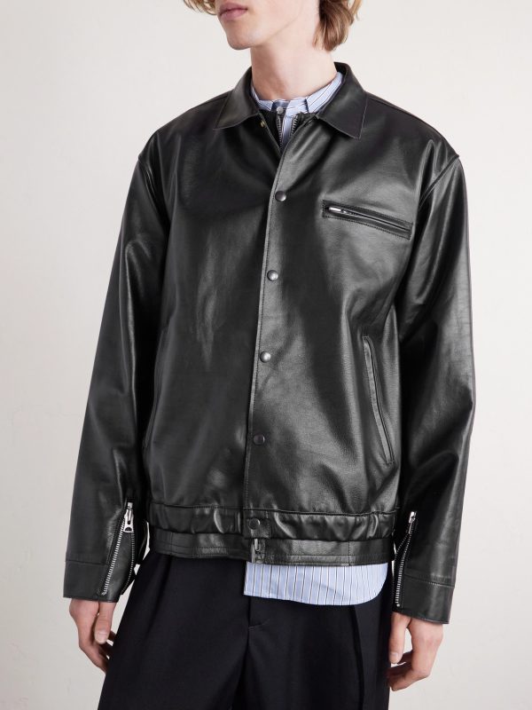 Layered Leather Blouson Jacket - FR