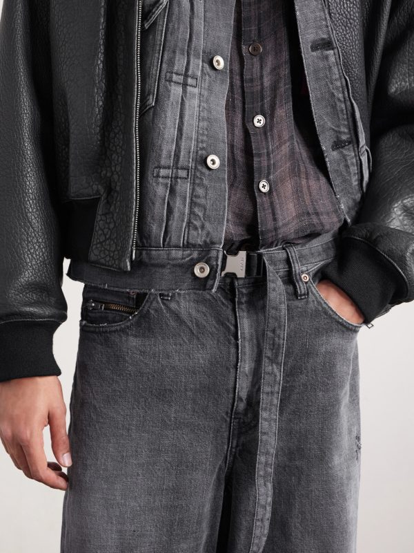 + Beyondexx Wide-Leg Belted Distressed Jeans - E2 + Beyondexx Wide-Leg Belted Distressed Jeans - E2