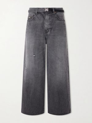 + Beyondexx Wide-Leg Belted Distressed Jeans + Beyondexx Wide-Leg Belted Distressed Jeans