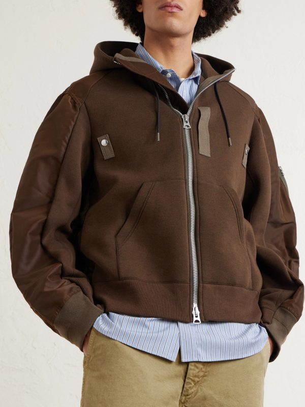 Shell-Trimmed Cotton-Blend Jersey Zip-Up Hoodie - FR Shell-Trimmed Cotton-Blend Jersey Zip-Up Hoodie - FR