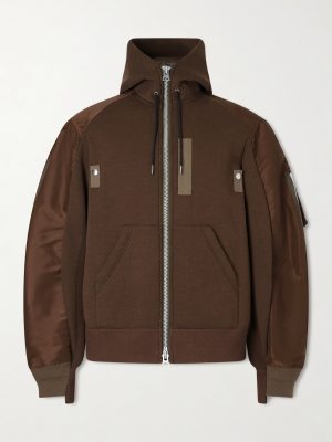 Shell-Trimmed Cotton-Blend Jersey Zip-Up Hoodie