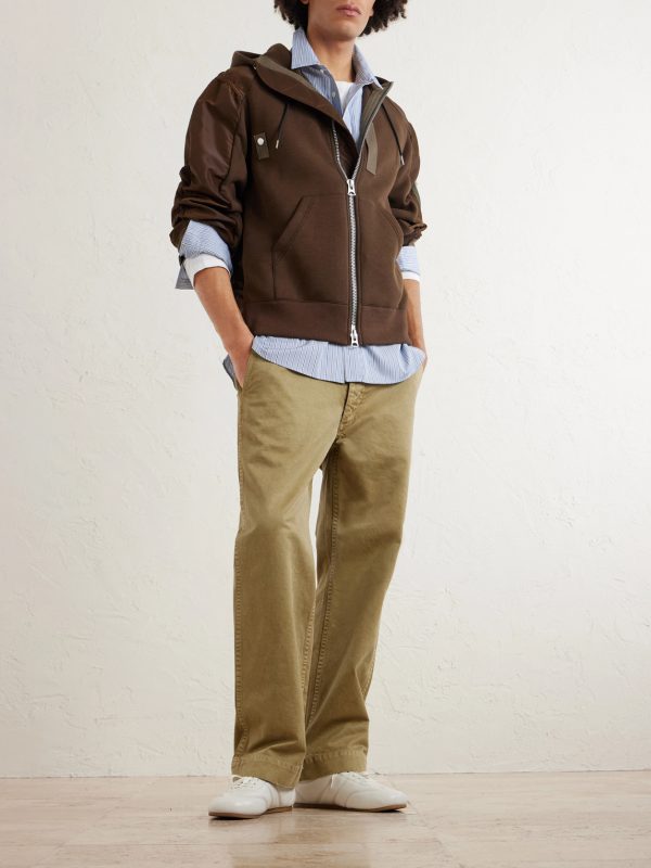 Shell-Trimmed Cotton-Blend Jersey Zip-Up Hoodie - OU Shell-Trimmed Cotton-Blend Jersey Zip-Up Hoodie - OU