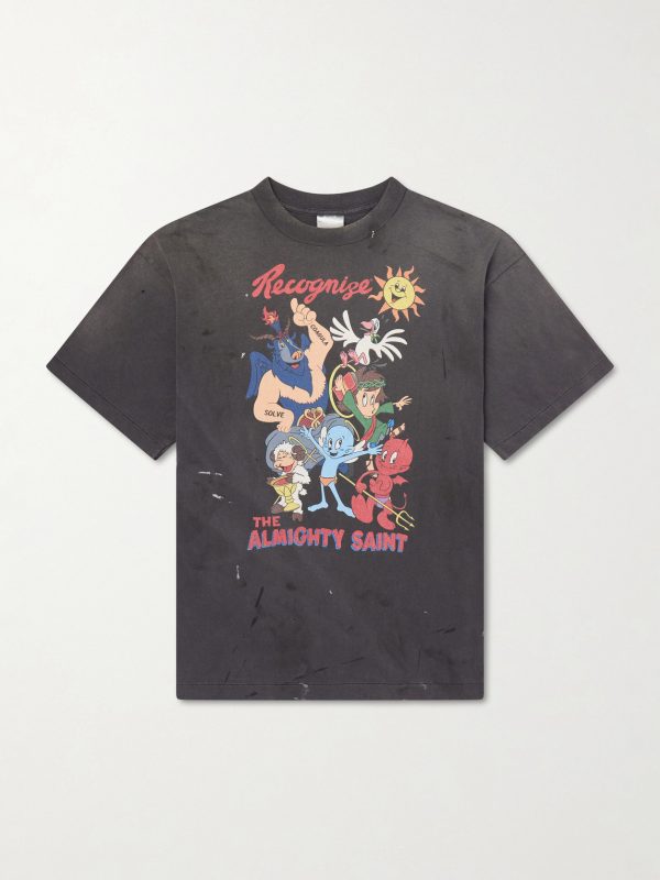 Paint-Splattered Printed Cotton-Jersey T-Shirt