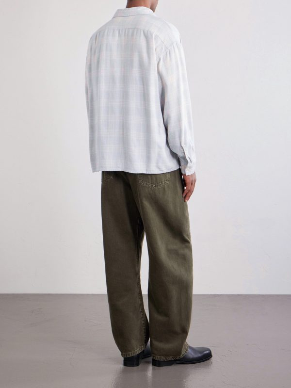 Convertible-Collar Checked Flannel Shirt - BK Convertible-Collar Checked Flannel Shirt - BK