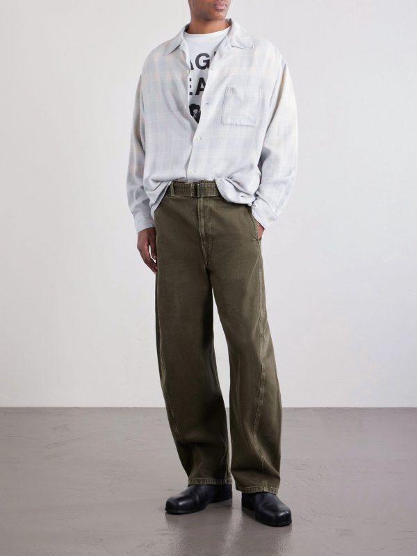 Convertible-Collar Checked Flannel Shirt - OU Convertible-Collar Checked Flannel Shirt - OU