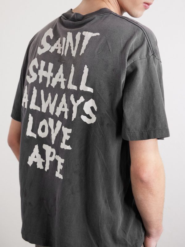 + BAPE® Distressed Printed Cotton-Jersey T-Shirt - CU