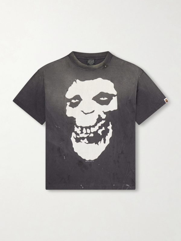 + BAPE® Distressed Printed Cotton-Jersey T-Shirt