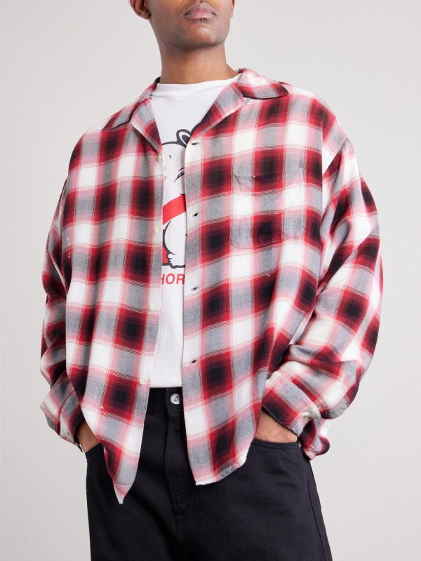Convertible-Collar Checked Flannel Shirt - CU Convertible-Collar Checked Flannel Shirt - CU