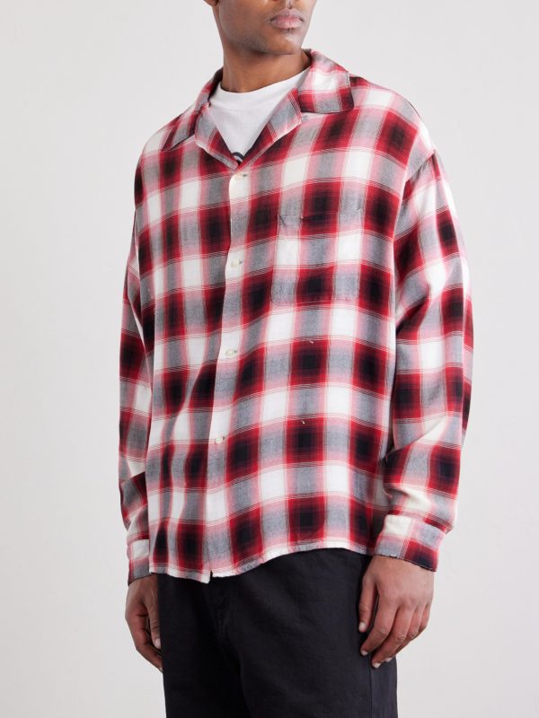 Convertible-Collar Checked Flannel Shirt - FR Convertible-Collar Checked Flannel Shirt - FR