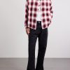 Convertible-Collar Checked Flannel Shirt - OU Convertible-Collar Checked Flannel Shirt - OU