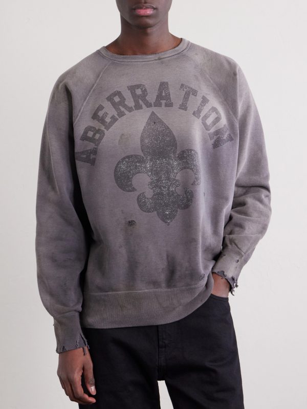 Abberation Distressed Printed Cotton-Jersey Sweater - FR