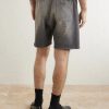 Wide-Leg Logo-Print Distressed Cotton-Jersey Drawstring Shorts - BK Wide-Leg Logo-Print Distressed Cotton-Jersey Drawstring Shorts - BK