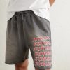Wide-Leg Logo-Print Distressed Cotton-Jersey Drawstring Shorts - CU Wide-Leg Logo-Print Distressed Cotton-Jersey Drawstring Shorts - CU