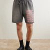 Wide-Leg Logo-Print Distressed Cotton-Jersey Drawstring Shorts - FR Wide-Leg Logo-Print Distressed Cotton-Jersey Drawstring Shorts - FR
