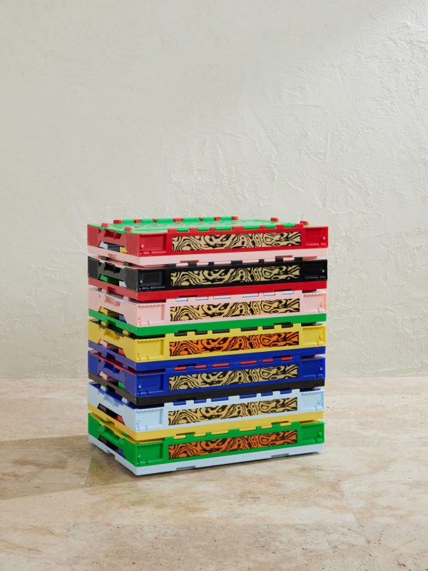 Logo-Printed Color-Block Set of 7 Foldable Boxes - E1