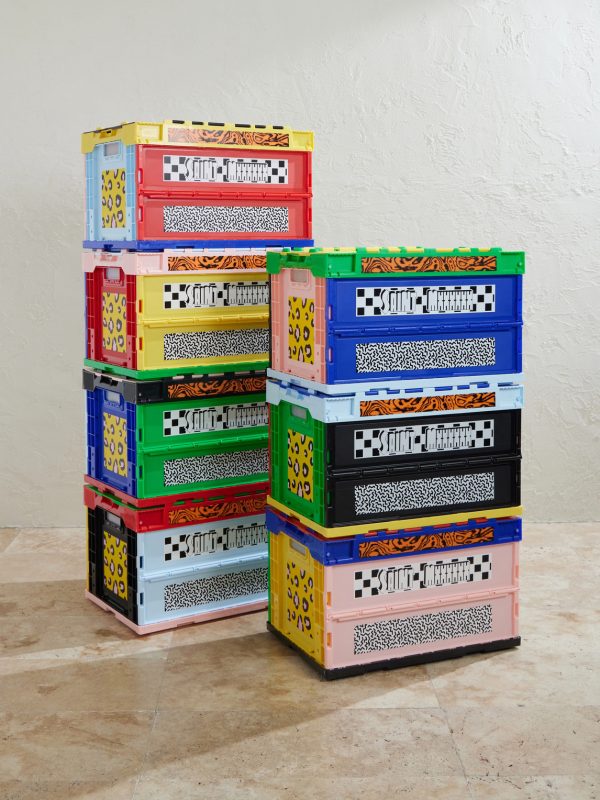 Logo-Printed Color-Block Set of 7 Foldable Boxes