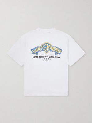 Saint World Logo-Print Cotton-Jersey T-shirt Saint World Logo-Print Cotton-Jersey T-shirt