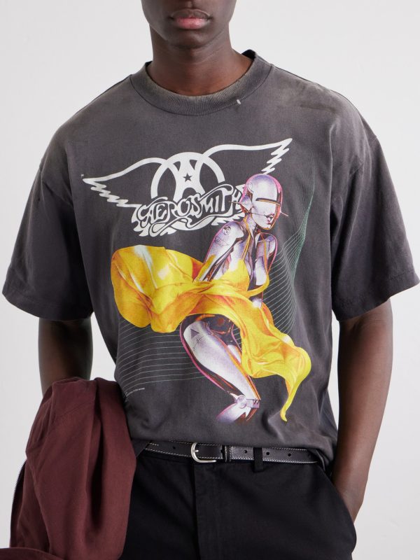 + Aerosmith Paint-Splattered Printed Cotton-Jersey T-Shirt - CU