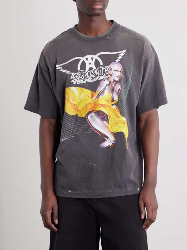 + Aerosmith Paint-Splattered Printed Cotton-Jersey T-Shirt - FR
