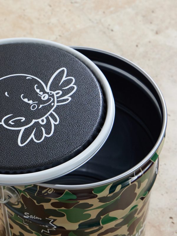 + Bape Camouflage-Print Metal Can Stool - CU + Bape Camouflage-Print Metal Can Stool - CU