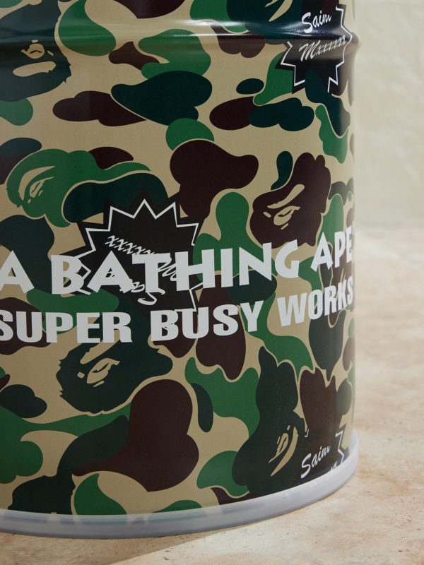 + Bape Camouflage-Print Metal Can Stool - E1 + Bape Camouflage-Print Metal Can Stool - E1