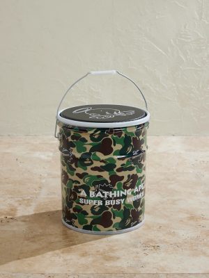 + Bape Camouflage-Print Metal Can Stool + Bape Camouflage-Print Metal Can Stool
