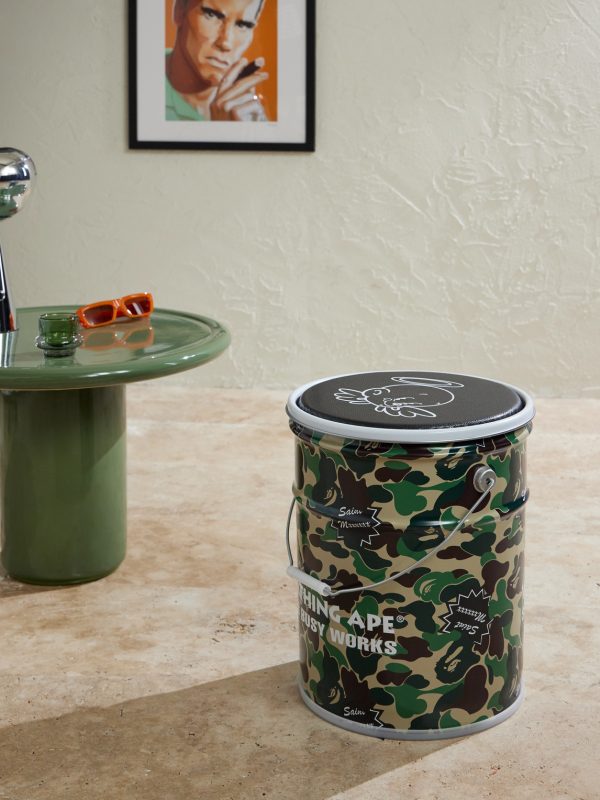 + Bape Camouflage-Print Metal Can Stool - OU + Bape Camouflage-Print Metal Can Stool - OU