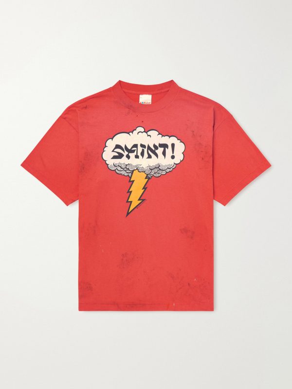 Distressed Logo-Print Cotton-Jersey T-Shirt Distressed Logo-Print Cotton-Jersey T-Shirt