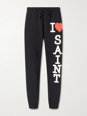 I Love Saint Tapered Printed Cotton-Jersey Sweatpants I Love Saint Tapered Printed Cotton-Jersey Sweatpants