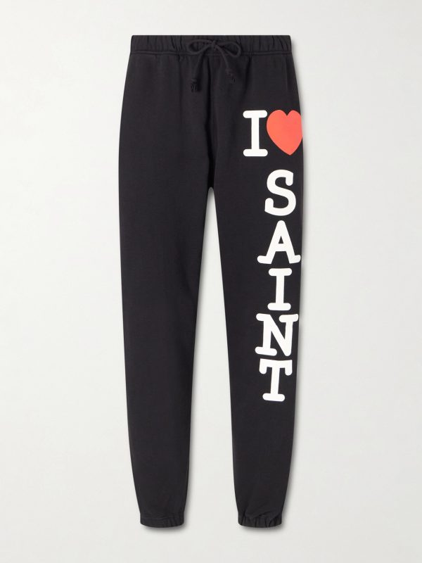 I Love Saint Tapered Printed Cotton-Jersey Sweatpants I Love Saint Tapered Printed Cotton-Jersey Sweatpants