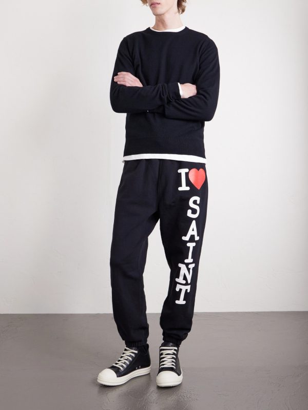 I Love Saint Tapered Printed Cotton-Jersey Sweatpants - OU I Love Saint Tapered Printed Cotton-Jersey Sweatpants - OU