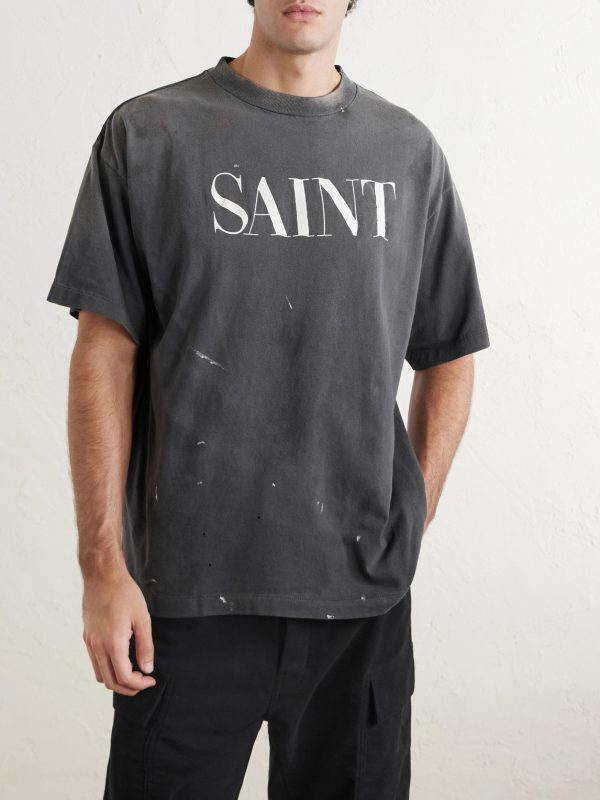 Logo-Print Paint-Splattered Cotton-Jersey T-Shirt - FR Logo-Print Paint-Splattered Cotton-Jersey T-Shirt - FR