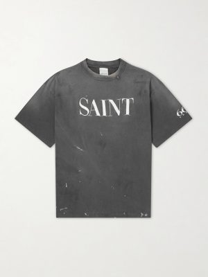 Logo-Print Paint-Splattered Cotton-Jersey T-Shirt Logo-Print Paint-Splattered Cotton-Jersey T-Shirt