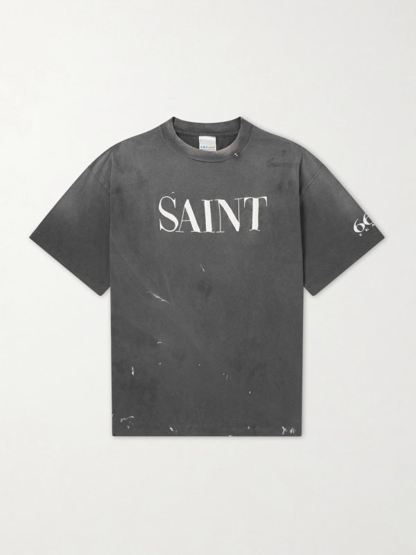 Logo-Print Paint-Splattered Cotton-Jersey T-Shirt Logo-Print Paint-Splattered Cotton-Jersey T-Shirt