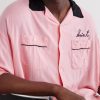 Deck of Cards Convertible-Collar Logo-Embroidered Satin Shirt - E1 Deck of Cards Convertible-Collar Logo-Embroidered Satin Shirt - E1
