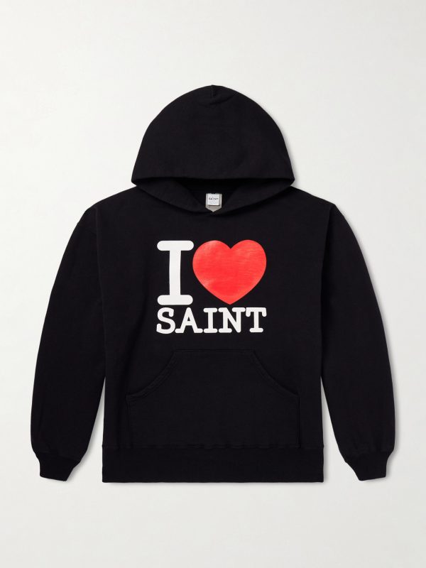 I Love Saint Logo-Print Cotton-Jersey Hoodie