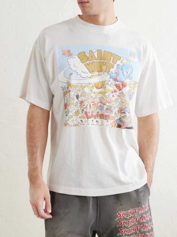 Saint Wet Printed Cotton-Jersey T-Shirt - FR Saint Wet Printed Cotton-Jersey T-Shirt - FR