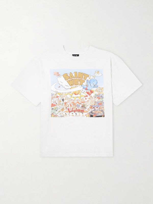 Saint Wet Printed Cotton-Jersey T-Shirt Saint Wet Printed Cotton-Jersey T-Shirt