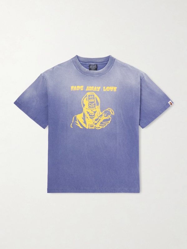 + BAPE® Distressed Printed Cotton-Jersey T-Shirt