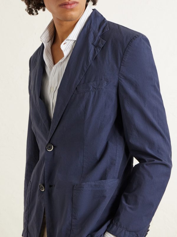 Borgo Tendon Crinkled Cotton-Poplin Blazer - CU Borgo Tendon Crinkled Cotton-Poplin Blazer - CU