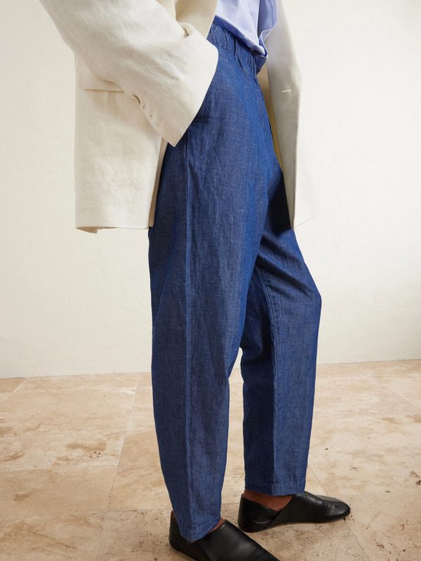 Tapered Linen and Cotton-Blend Trousers - E1 Tapered Linen and Cotton-Blend Trousers - E1