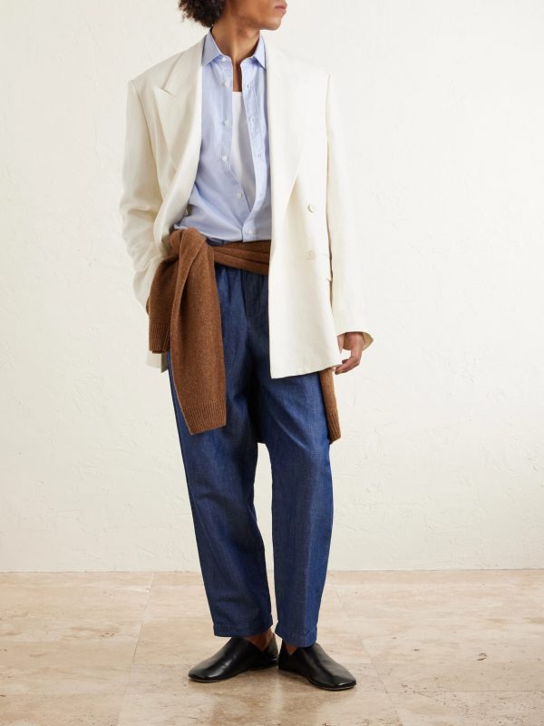 Tapered Linen and Cotton-Blend Trousers - OU Tapered Linen and Cotton-Blend Trousers - OU