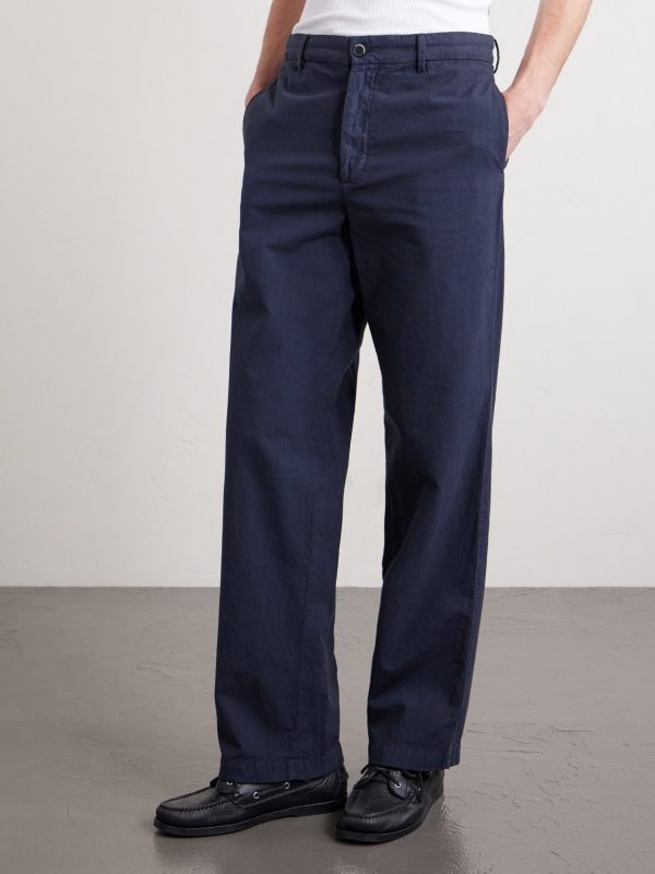 Straight-Leg Garment-Dyed Cotton Trousers - FR