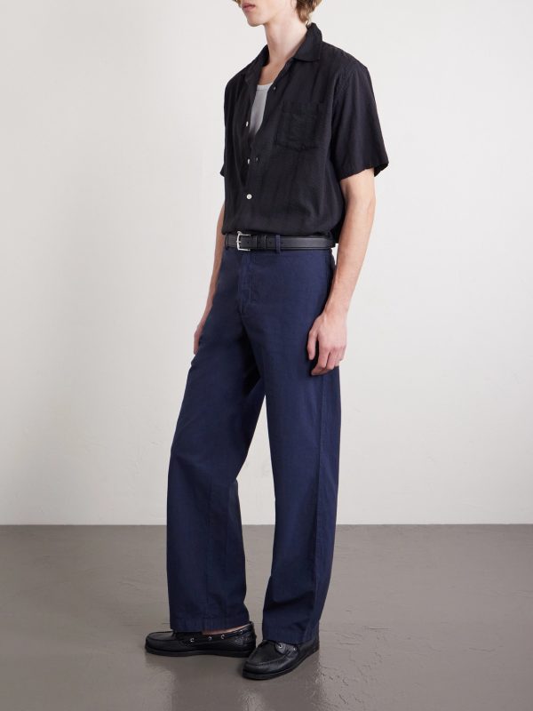 Straight-Leg Garment-Dyed Cotton Trousers - OU